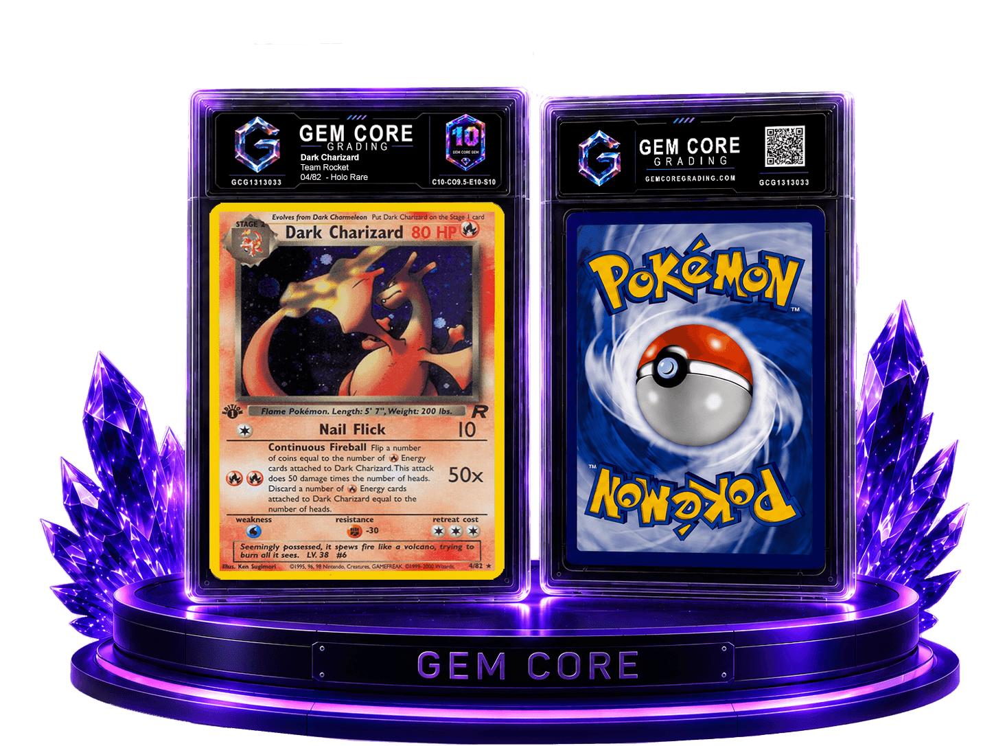 Gem Core graded Dark Charizard slab splash