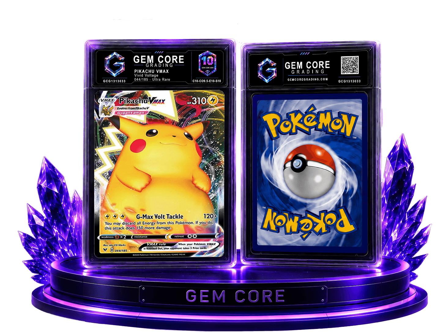 Gem Core graded slabs glowing on a GEM CORE stage